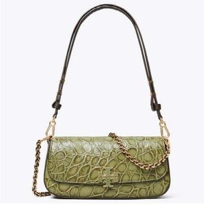 Tory Burch Britten Convertible Shoulder Bag- Croc Embossed Leather